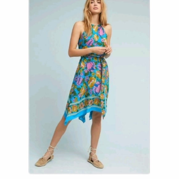 Anthropologie Dresses & Skirts - Anthropologie Lilka Floral Halter Tie Waist Dress